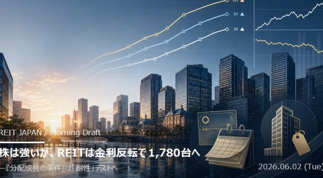 株は強いが、REITは金利反転で1,780台へ——「分配成長の条件」は“耐性”テストに入った 株は強いが、REITは金利反転で1,780台へ——「分配成長の条件」は“耐性”テストに入った
