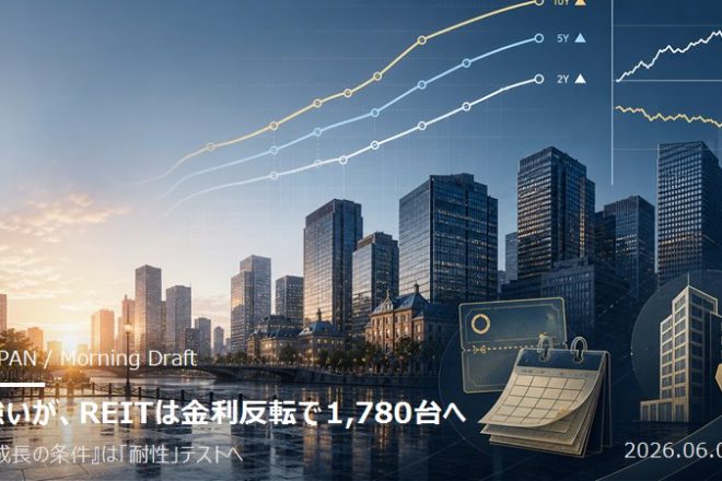 株は強いが、REITは金利反転で1,780台へ——「分配成長の条件」は“耐性”テストに入った 株は強いが、REITは金利反転で1,780台へ——「分配成長の条件」は“耐性”テストに入った